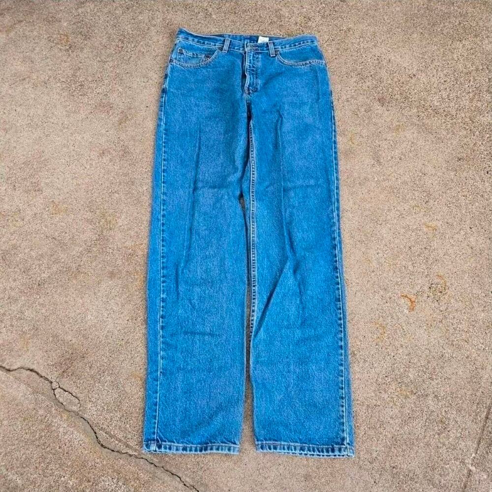 Vtg 90s LEVI'S Unnumbered Plain Medium Wash Straight Leg Denim Jeans 34 x 34